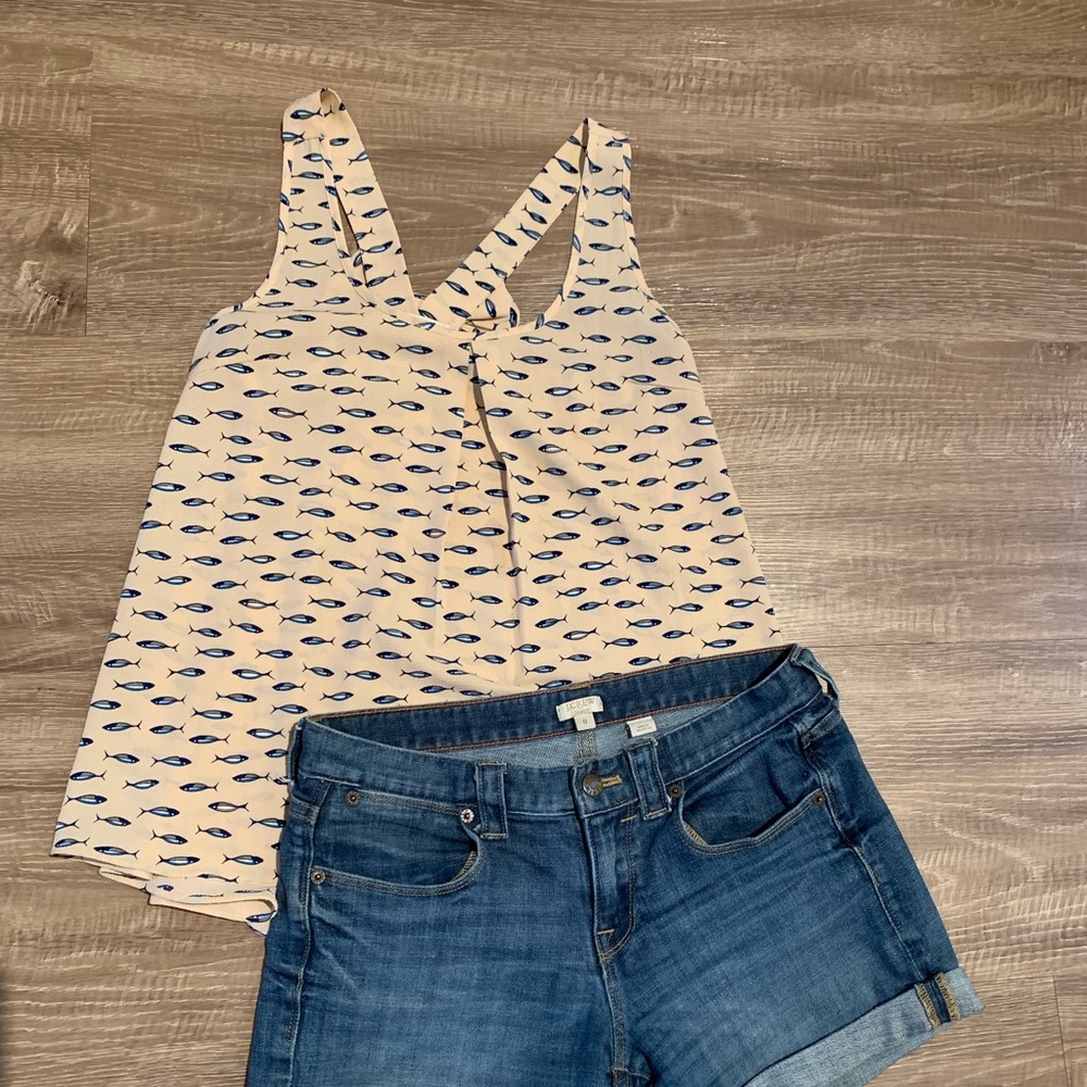 Francesca’s Small Beige Printed Tank Top w/ Bow